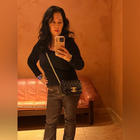 Rare Chanel 2023 Mini Flap Black Calfskin Distressed Gold Microchip with COA - Picture 5 of 16